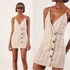 Reformation sz S Cayman linen cream stripe dress